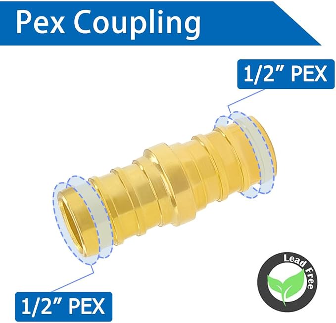 Hooshing 10PCS 1/2 Inch Straight Coupling PEX Fitting | Heavy Duty Brass Crimp - Image 3