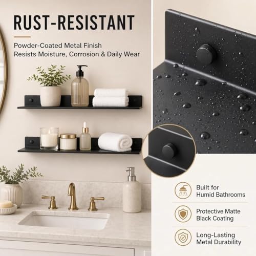 Z metnal Bathroom Shelf, Small Floating Wall Shelves, Decorative Ledge Shelf - Image 4