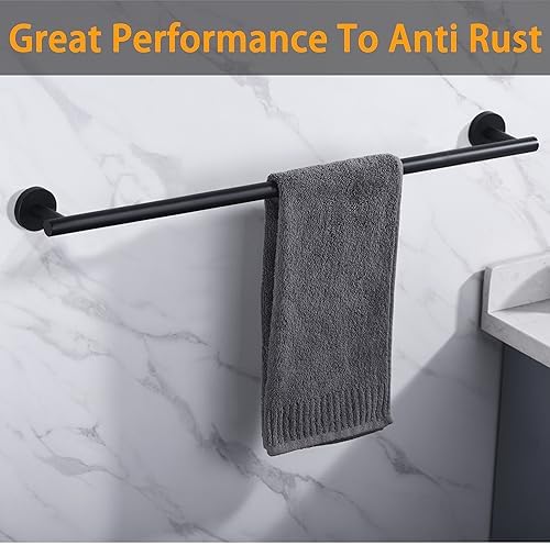 Towel Bar for Bathroom Matte Black, 33Inch Towel Rack Wall Mounted, Thicken - Image 4