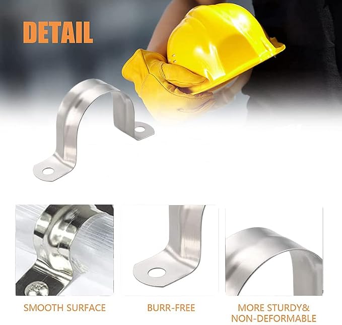 AKIHISA 10 Pcs U Tube Pipe Clamp 304 Stainless Steel U Bracket Pipe Strap Clamp - Image 3
