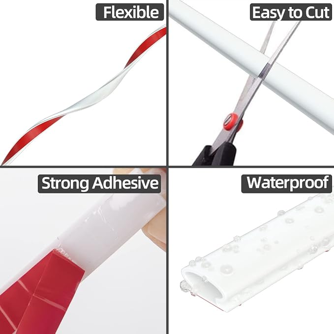 ESUFEIR 49Feet Door Weather Stripping Door Seal Strip, Self-Adhesive Rubber - Image 7