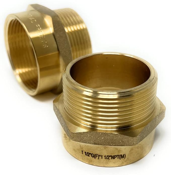 Cascada Lead-Free 1 1/2" G Thread Female to NPT Male Adapter | Brass Pipe - Image 9