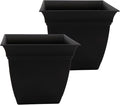 The HC Companies Eclipse Square Planter Pot, 12 Inch, Attached Saucer, Drainage by TheHCCompanies