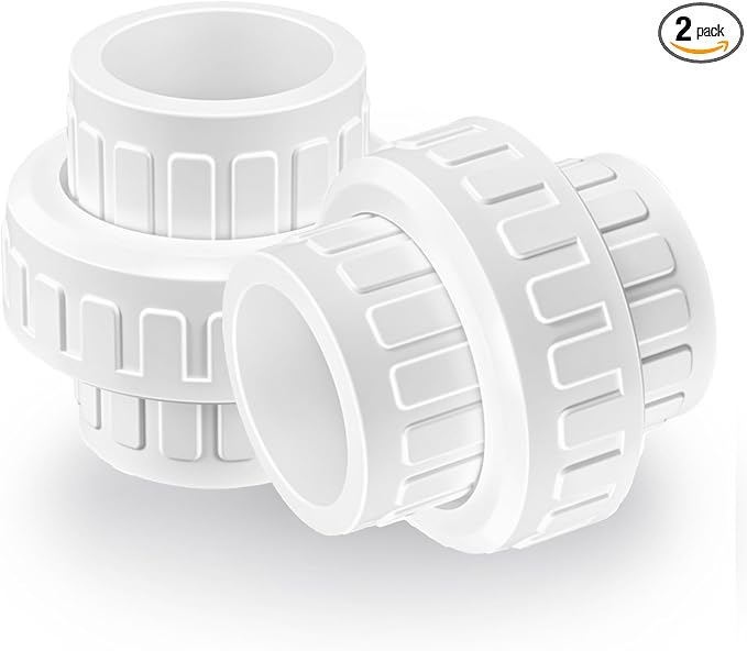 2 Pcs 1" PVC Union Pipe Fitting, 1 inch PVC Slip Union Coupling Adapter by Unknown