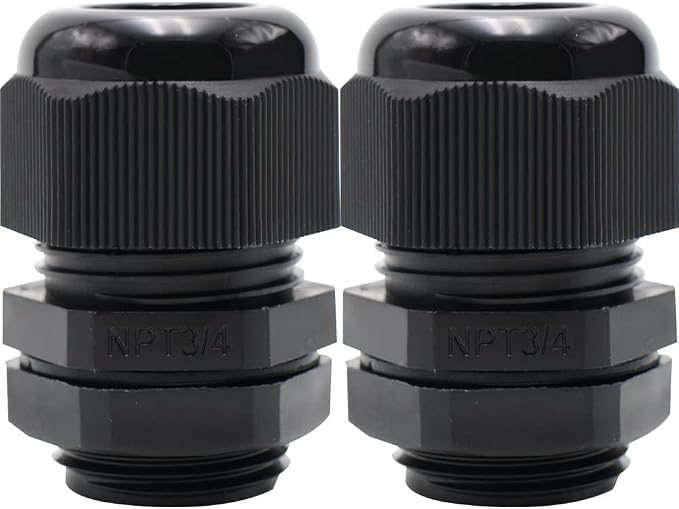 12-Pack 3/4" NPT Cable Glands, IP68 Waterproof Nylon PA66 Strain Relief Cord - Image 7