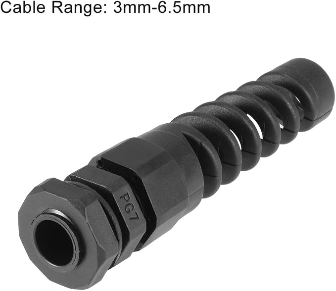uxcell PG7 Cable Gland 3mm-6.5mm Wire Hole Waterproof Nylon Joint Adjustable - Image 2