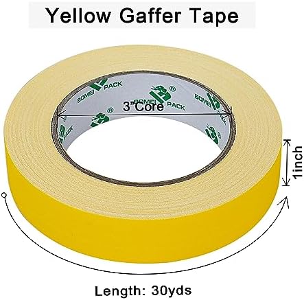 BOMEI PACK Yellow Gaffer Tape, Matte Non-Reflective, 1inch x 30yds No Residue - Image 3