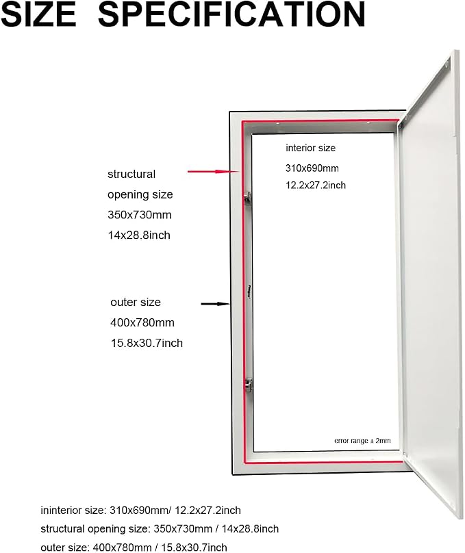 Fengze Thicken Metal Access Panel 14" x 29" Spring Lock No Key Needed Strong - Image 4