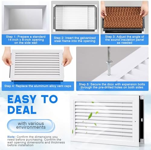 14"x8" Return Air Pathway Vent Kit, 95% Sound & Light Blocking, 5-piece Wall - Image 4