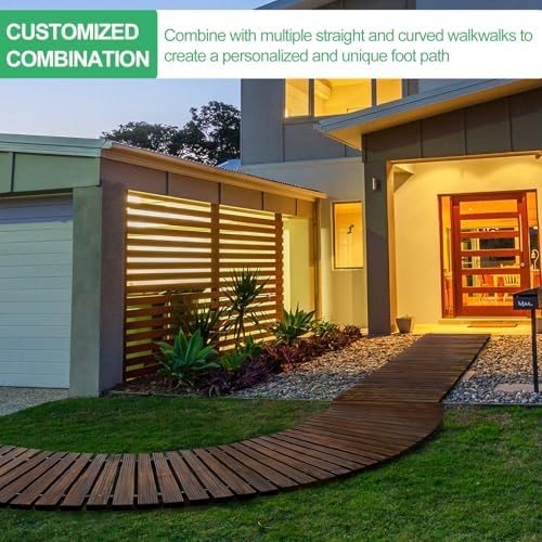 RELIANCER 6' Wooden Garden Pathway, Outdoor Roll Out Cedar Curved Walkway - Image 7