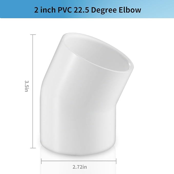 LESSO 2 Inch 22.5 Degree PVC Elbow Pipe Fitting, SCH40 White, 2 Pack | 2" PVC - Image 2