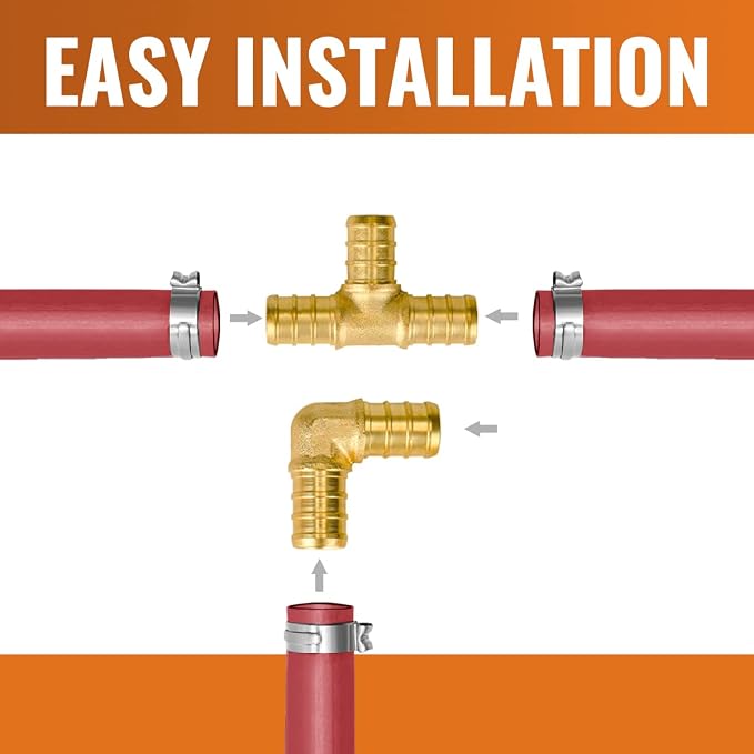1/2 inch PEX Fittings, Elbow + Tee Kit | Brass - Image 6