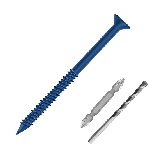 1/4" x 2-1/4" Concrete Screw Anchor Blue Flat Head Screws by Etauwe