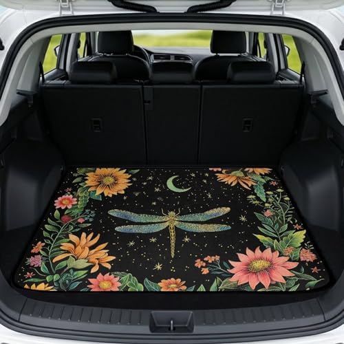Flower Dragonfly Universal Car Trunk Mat, Waterproof Liner by Darisoco