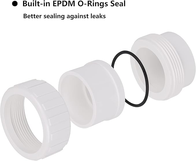 2 Pack 2" PVC Union Coupling Pipe Fitting 2 Inch PVC Slip Union PVC Adapter - Image 3