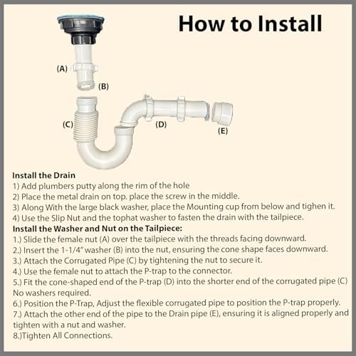 Corrugated P-Trap Drain Kit, All-In-One Plumbing Set - Image 3
