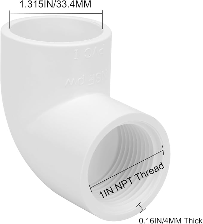 10Pack 1" Slip x Female Thread 90 Degree PVC Elbow Pipe Fitting Connector SCH40 - Image 2
