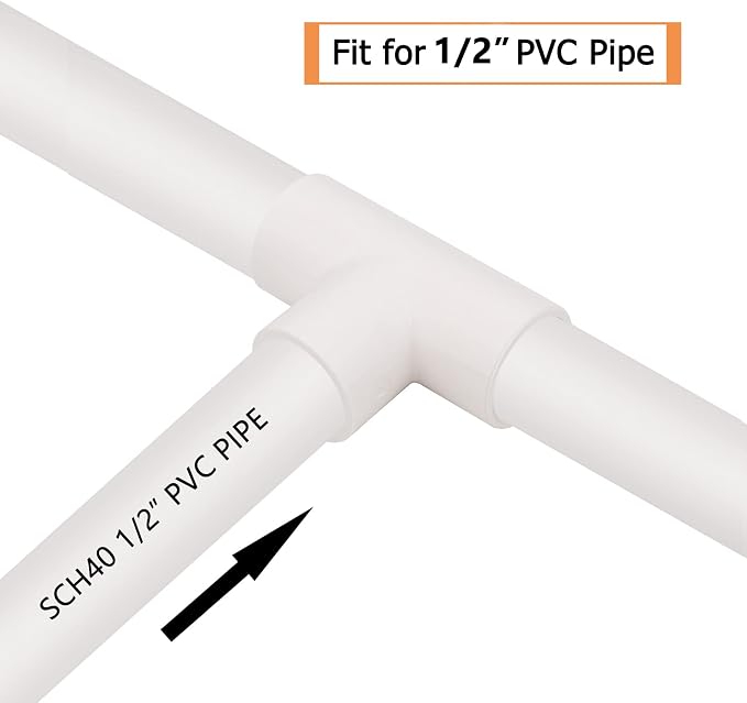 20 Pack 3 Way 1/2 Inch Tee PVC Fittings, 1/2inch SCH 40 PVC Pipe Fitting Adapter - Image 3