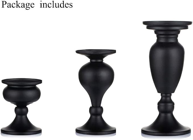 Sziqiqi Pillar Candle Holders Set of 3 Black - Image 6