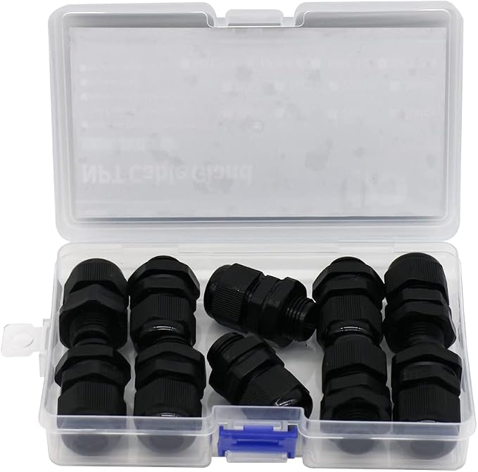 10-Pack 3/8" NPT Cable Glands, IP68 Waterproof Nylon PA66 Strain Relief Cord - Image 5