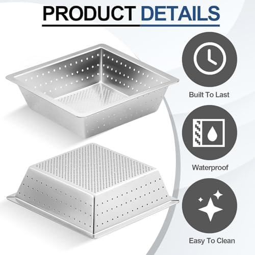 Tuanse 4 Pcs 10 x 10 x 3'' Stainless Steel Commercial Floor Drain Strainer - Image 3