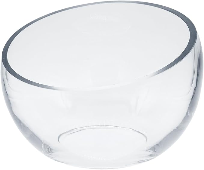 WGVI Slant Cut Bowl Glass Vase, Width 6.7", Height 5", Candy Dish, Fruit Jar - Image 2