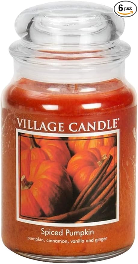 Village Candle Spiced Pumpkin Large Apothecary Jar, Scented Candle, 21.25 oz. by VillageCandle