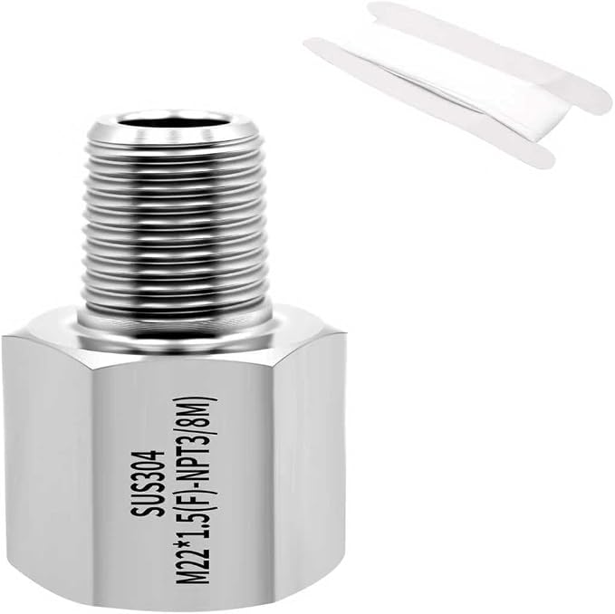 SummerHolz 3/8" NPT Male to M22 x 1.5 Female Adapter, 304 Stainless Steel by Unknown