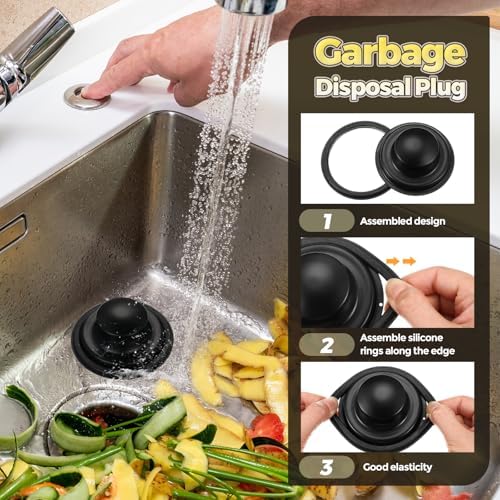 4 Pcs Matte Black Kitchen Sink Accessories Garbage Disposal Splash Guards 3.4'' - Image 3