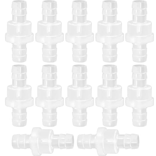 12 Packs Check Valve 3/8” One-Way PVDF Plastic Hose Barb by JoyTube