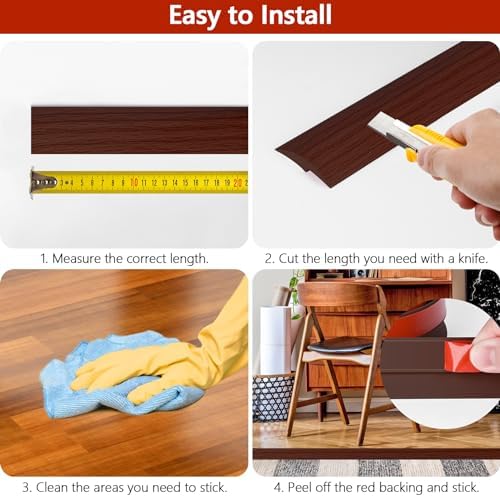 20Ft Floor Transition Strip Self Adhesive Carpet to Tile Floor Edging Trim PVC - Image 5