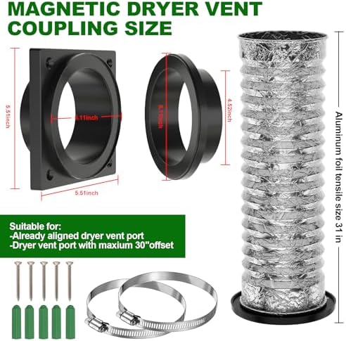 Magnetic Dryer Vent Coupling Connector Kit, Quick Connection and Disconnection - Image 2