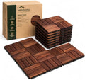 10 PCS Interlocking Deck Tiles, Crossed Pattern 12"x12" Acacia Wood Outdoor by Unknown