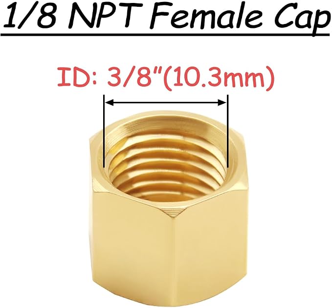 Uenede Brass 1/8 Inch Female NPT Pipe End Caps - Image 2