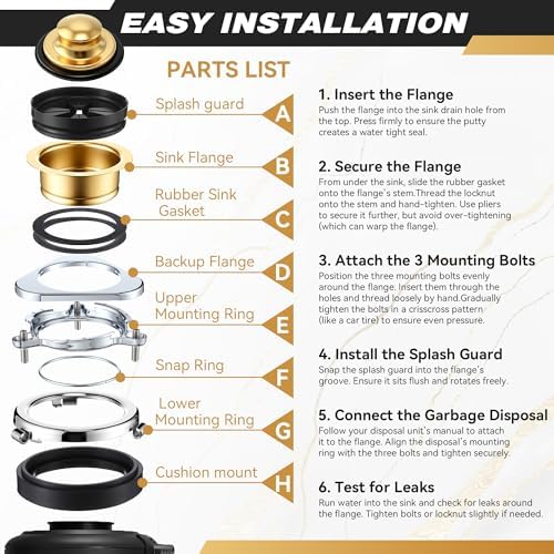 Garbage Disposal Flange Kit, Fit 3 1/2" Sink Drain Hole - Image 6