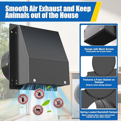 4 Inch Dryer Vent Cover Outside, Hooded Wall Vent - Image 3