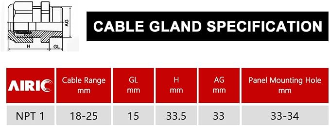 AIRIC 1" NPT Cable Glands Waterproof Connector Strain Relief Cord Grips | 4 Pcs - Image 7