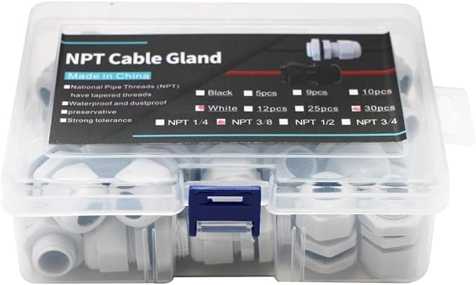 30-Pack 3/8" NPT Cable Glands, IP68 Waterproof Nylon PA66 Strain Relief Cord - Image 4