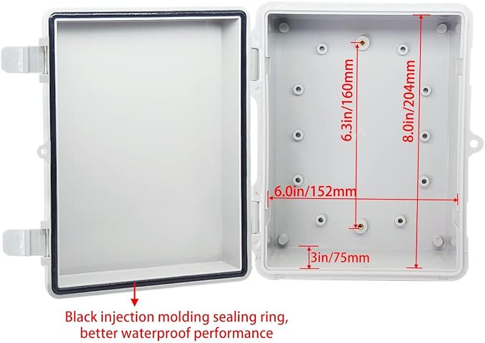 Junction Box, Hinged Cover IP67 Waterproof ABS Project Box - Image 4
