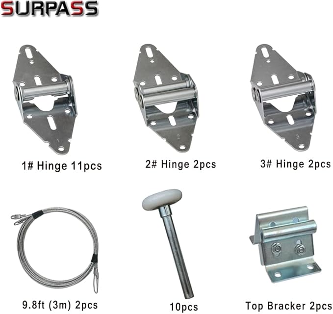 Surpass Garage Door Hardware Kit Roller/Hinge/Top Bracket/Wire Rope - Image 2