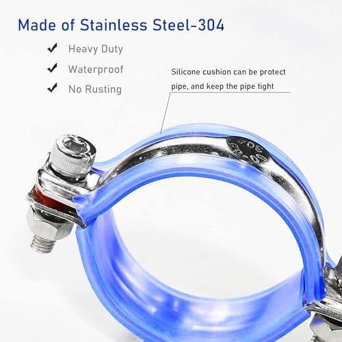 AKIHISA 2 Pcs 304 Stainless Steel Pipe Supports, Wall Mount Ceiling Mount Pipe - Image 4