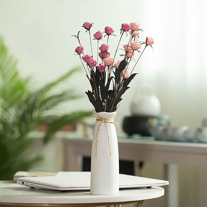White Ceramic Vase-Flower Vase Dried Flower Vase - Image 2
