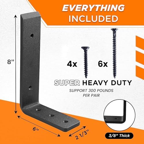 BATODA 8” Countertop Support Steel Brackets, Heavy Duty L Bracket - Image 3