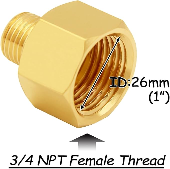 Uenede Brass 3/4" NPT Female to 1/2" NPT Male Reducer Adapter - Image 2
