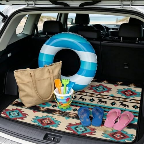 ELEQIN Southwest Aztec Horse Car Trunk Mat Cargo Liner - Image 2