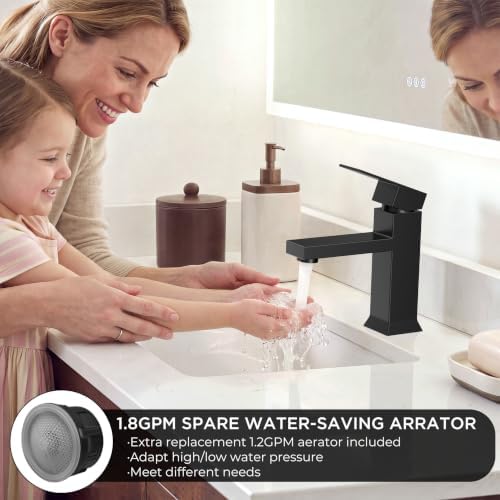 FORIOUS Bathroom Faucet 1 Hole Single Handle Matte Black Vanity Sink Faucet - Image 4