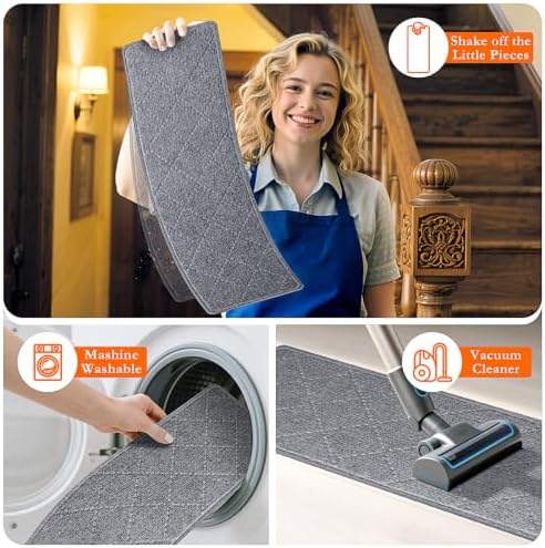 Stair Treads for Wooden Steps 18 PCS, Non Slip Stair Rugs Grey - Image 5