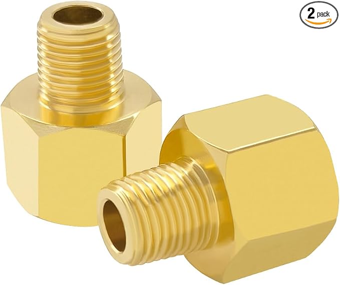 Hooshing 2PCS Brass Pipe Fitting 1/4" NPT Male to 1/2" NPT Female Reducer by Hooshing