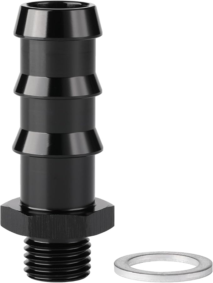 M14x1.5 Male Metric to 5/8 Barb Fuel Pump Inlet Adapter Fitting Aluminum Black by Podavelle
