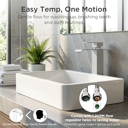 FORIOUS Vessel Bathroom Sink Faucet 1 Hole Single Handle Brushed Nickel - Image 5